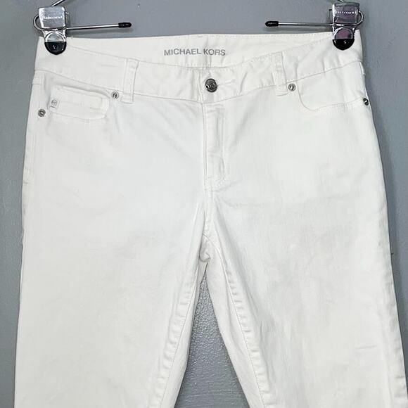 Michael Kors Womens Size 2 White Stretch Skinny Jeans Preppy Minimalist Chic - Picture 2 of 11